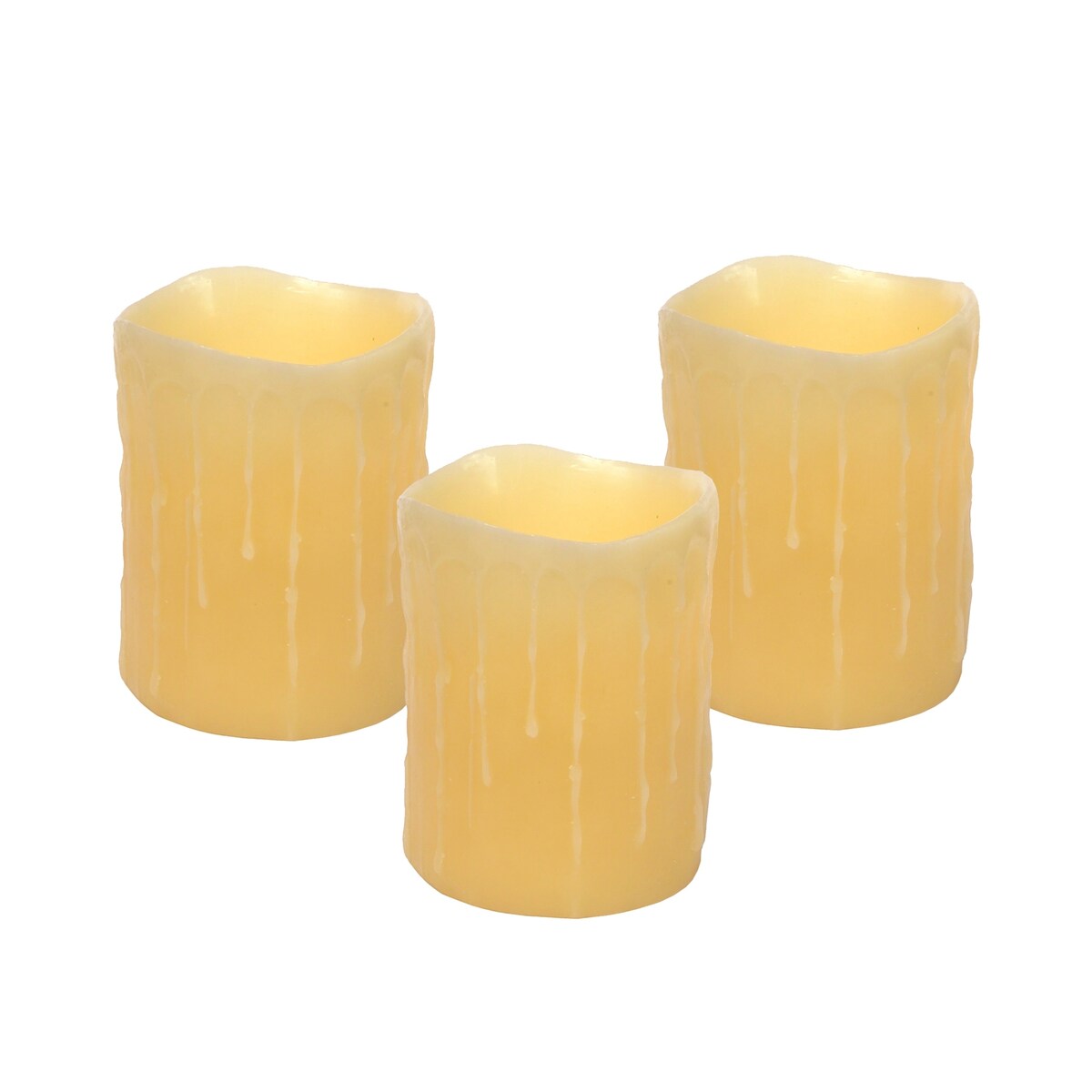 LED Wax Dripping Pillar Candle (Set of 3)