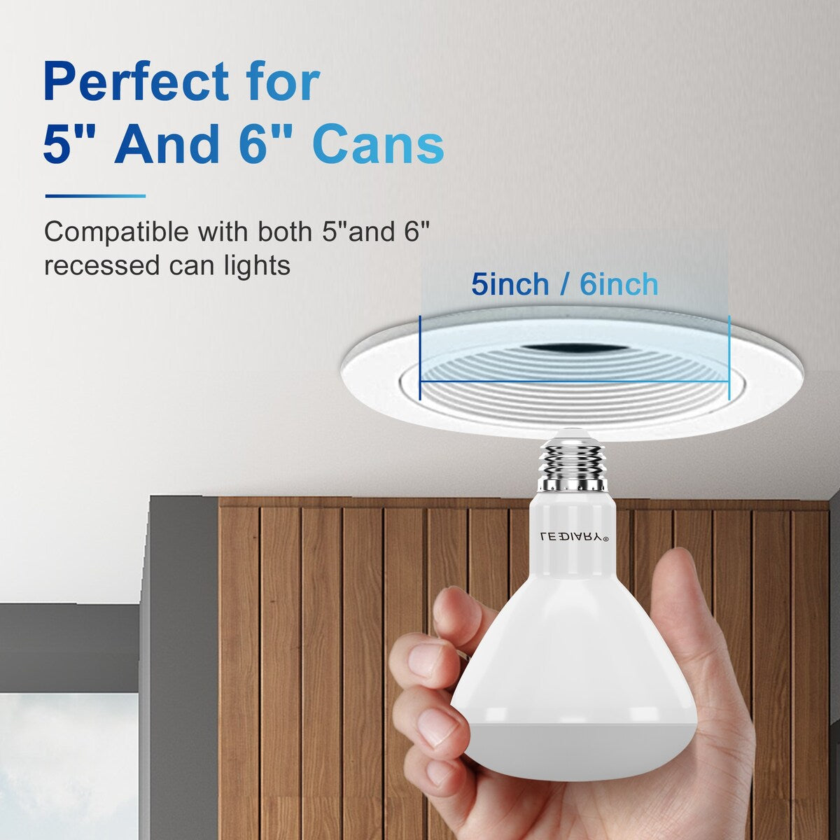 LEDIARY 6-Pack BR30 LED Recessed Light Bulbs ETL Listed LED Bulb for Cans 5000K Daylight, 8W=65W 850LM Indoor Flood Lights