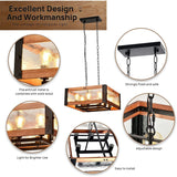 LEDONE Adjustable Height Farmhouse Ceiling Light, Rustic Square Glass Light for Kitchen Island, Home - 71