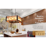 LEDONE Adjustable Height Farmhouse Ceiling Light, Rustic Square Glass Light for Kitchen Island, Home - 71