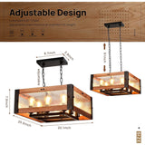 LEDONE Adjustable Height Farmhouse Ceiling Light, Rustic Square Glass Light for Kitchen Island, Home - 71