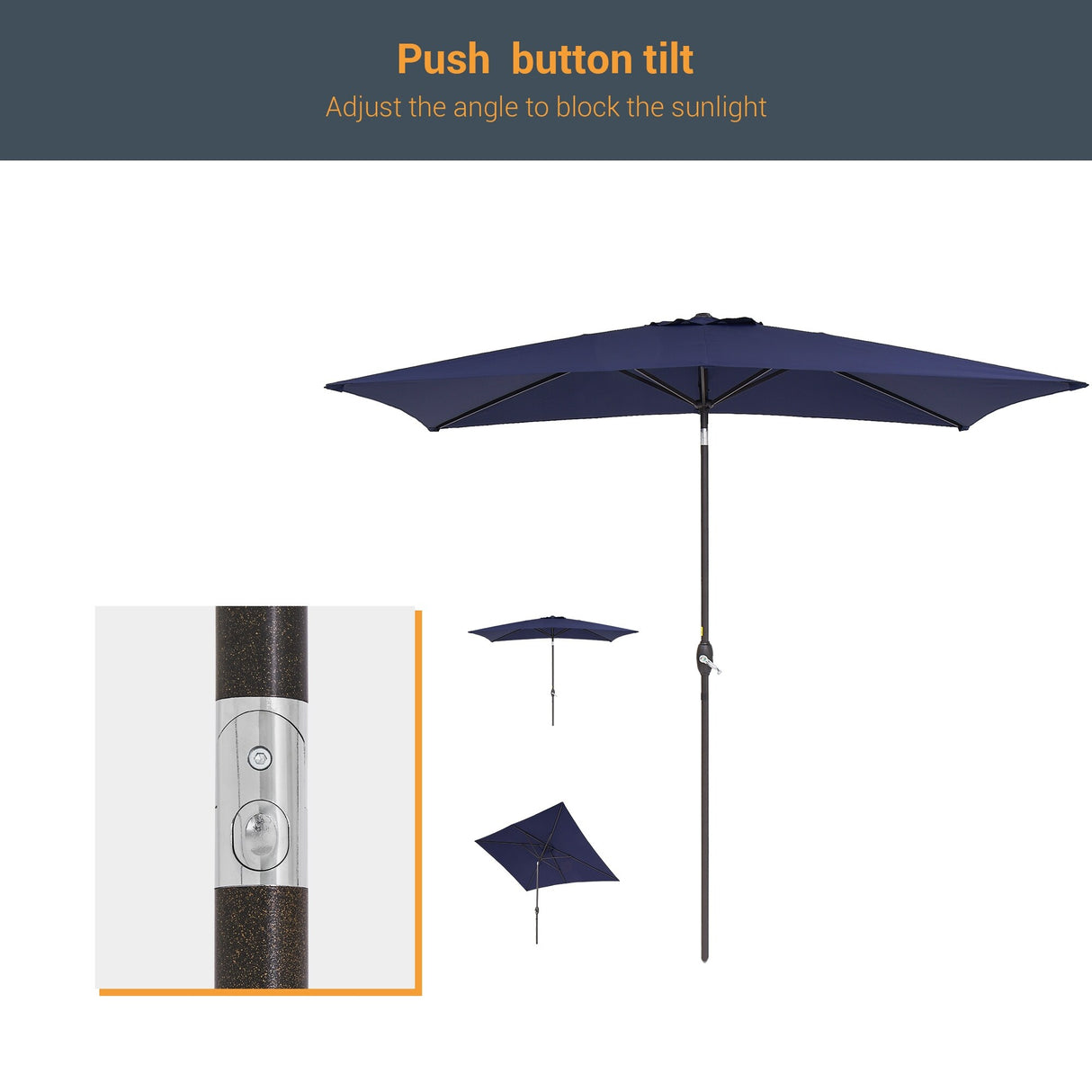 LIVOOSUN 10 x 6.5ft Outdoor Market Patio Umbrella w/Tilt and Crank
