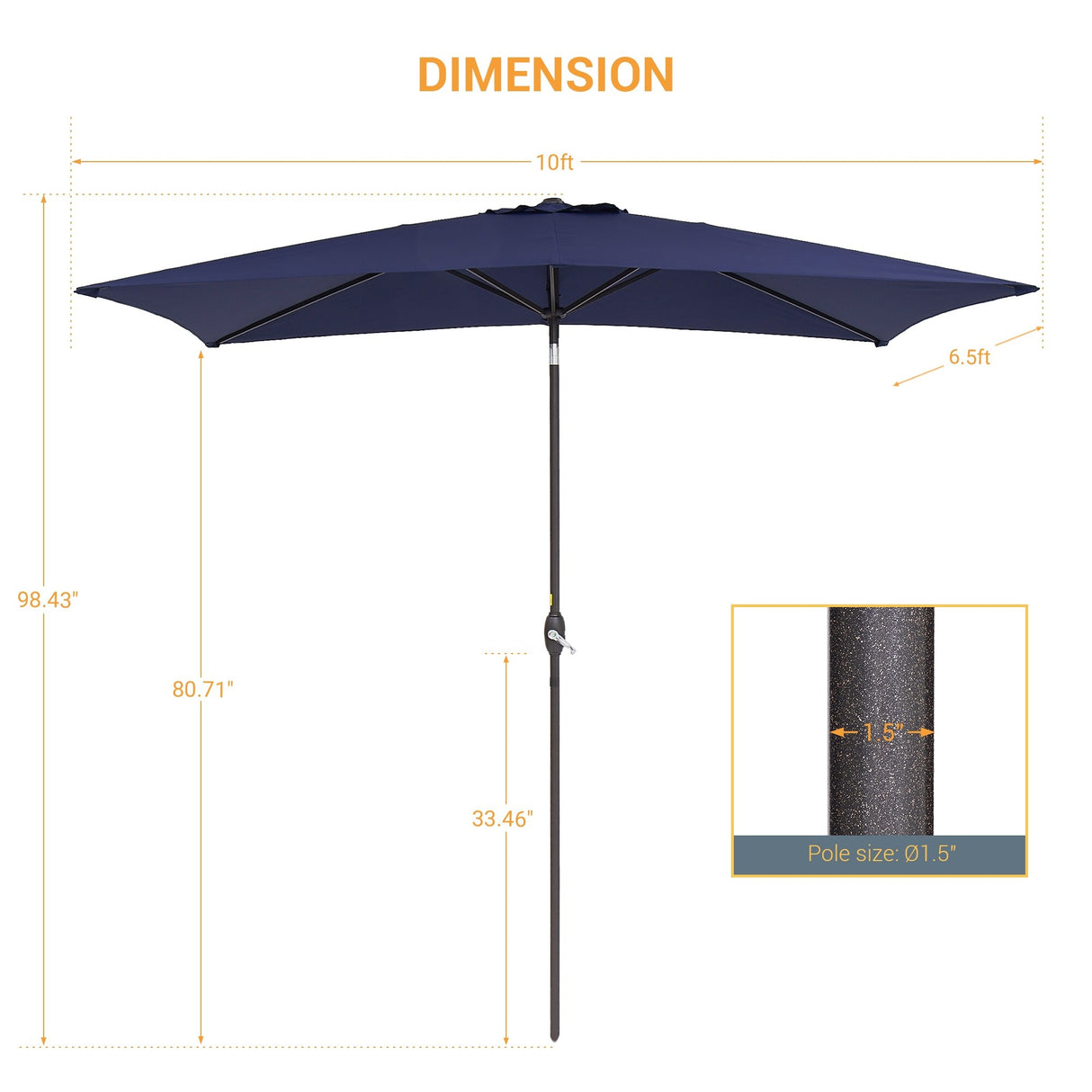 LIVOOSUN 10 x 6.5ft Outdoor Market Patio Umbrella w/Tilt and Crank