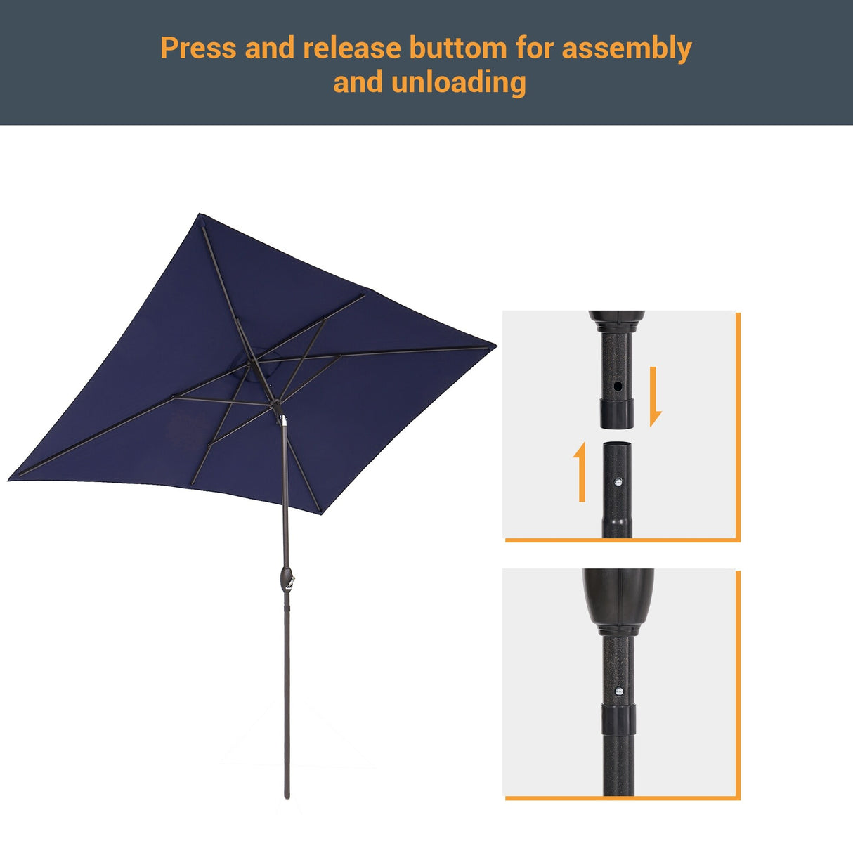 LIVOOSUN 10 x 6.5ft Outdoor Market Patio Umbrella w/Tilt and Crank