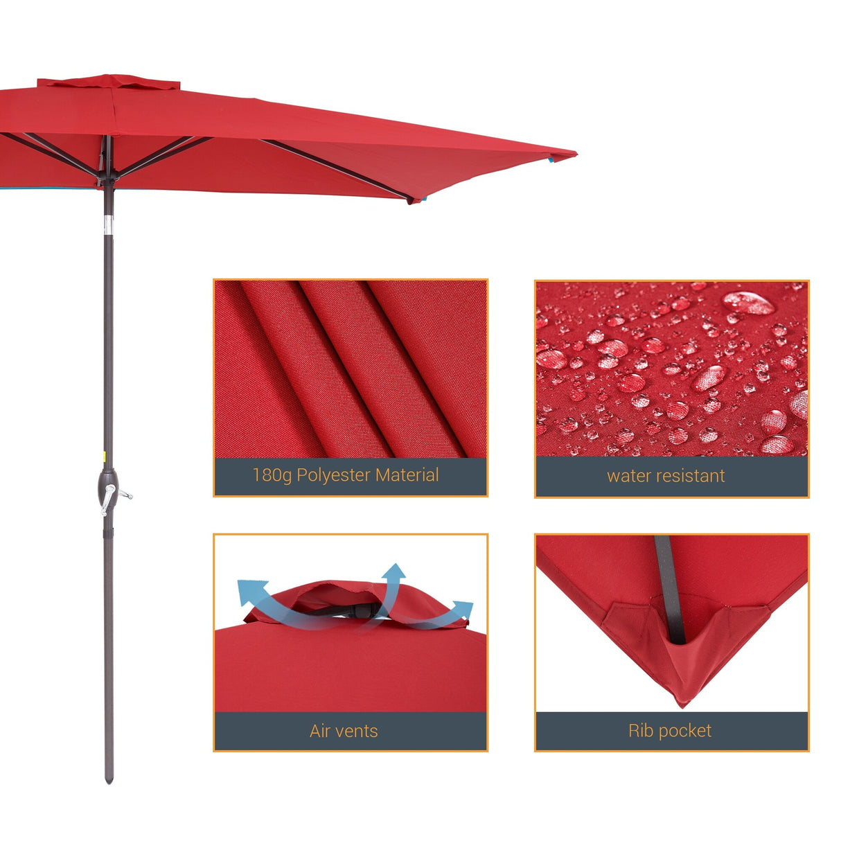 LIVOOSUN 10 x 6.5ft Outdoor Market Patio Umbrella w/Tilt and Crank