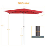 LIVOOSUN 10 x 6.5ft Outdoor Market Patio Umbrella w/Tilt and Crank