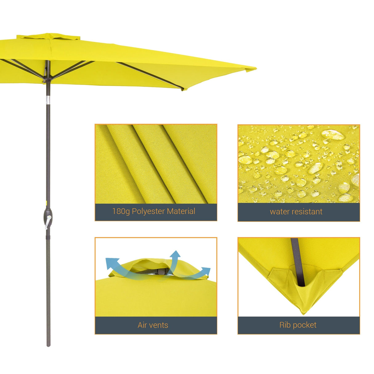 LIVOOSUN 10 x 6.5ft Outdoor Market Patio Umbrella w/Tilt and Crank
