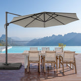 LIVOOSUN 11Ft Patio Cantilever Umbrella,Hanging Canopy Umbrella w/Base