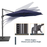 LIVOOSUN 11Ft Patio Cantilever Umbrella,Hanging Canopy Umbrella w/Base