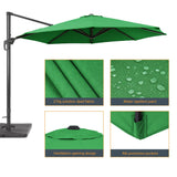 LIVOOSUN 11Ft Patio Cantilever Umbrella,Hanging Canopy Umbrella w/Base