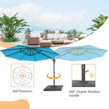 LIVOOSUN 11Ft Patio Cantilever Umbrella,Hanging Canopy Umbrella w/Base