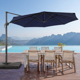 LIVOOSUN 11Ft Patio Cantilever Umbrella,Hanging Canopy Umbrella w/Base