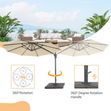 LIVOOSUN 11Ft Patio Cantilever Umbrella,Hanging Canopy Umbrella w/Base