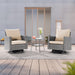 LIVOOSUN 3-Piece Patio Sofa Set Gray Rattan Swivel Rocking Chair Glass Table