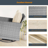 LIVOOSUN 3-Piece Patio Sofa Set Gray Rattan Swivel Rocking Chair Glass Table