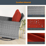 LIVOOSUN 3-Piece Patio Sofa Set Gray Rattan Swivel Rocking Chair Glass Table