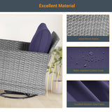 LIVOOSUN 3-Piece Patio Sofa Set Gray Rattan Swivel Rocking Chair Glass Table