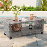 LIVOOSUN 6Pcs Patio Gray Rattan Outdoor Furniture Sofa Set with Coffee Table