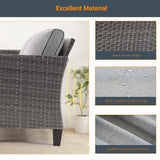 LIVOOSUN 6Pcs Patio Gray Rattan Outdoor Furniture Sofa Set with Coffee Table