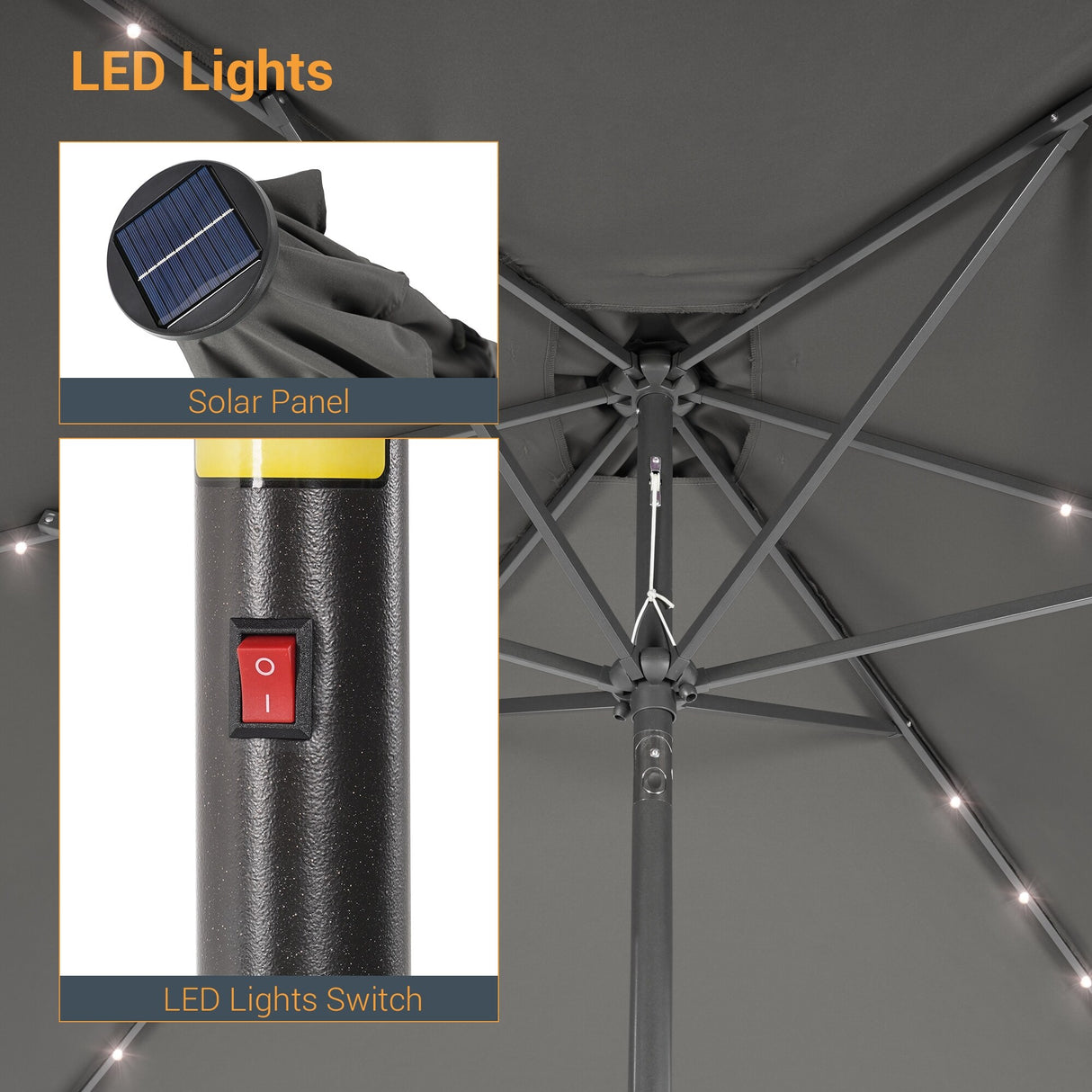 LIVOOSUN 6x9Ft LED Patio Umbrella Weather Resistant Table Umbrella