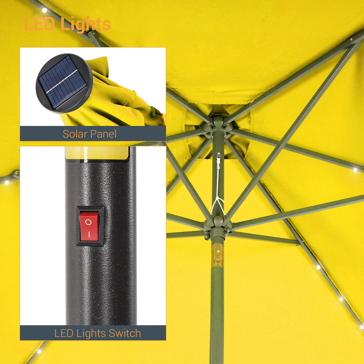 LIVOOSUN 6x9Ft LED Patio Umbrella Weather Resistant Table Umbrella