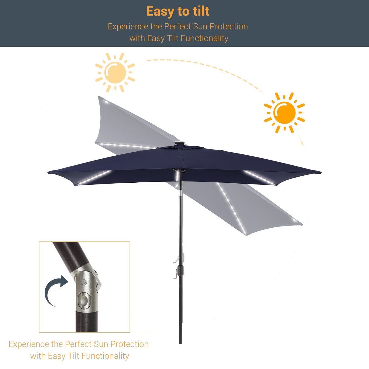 LIVOOSUN 6x9Ft LED Patio Umbrella Weather Resistant Table Umbrella