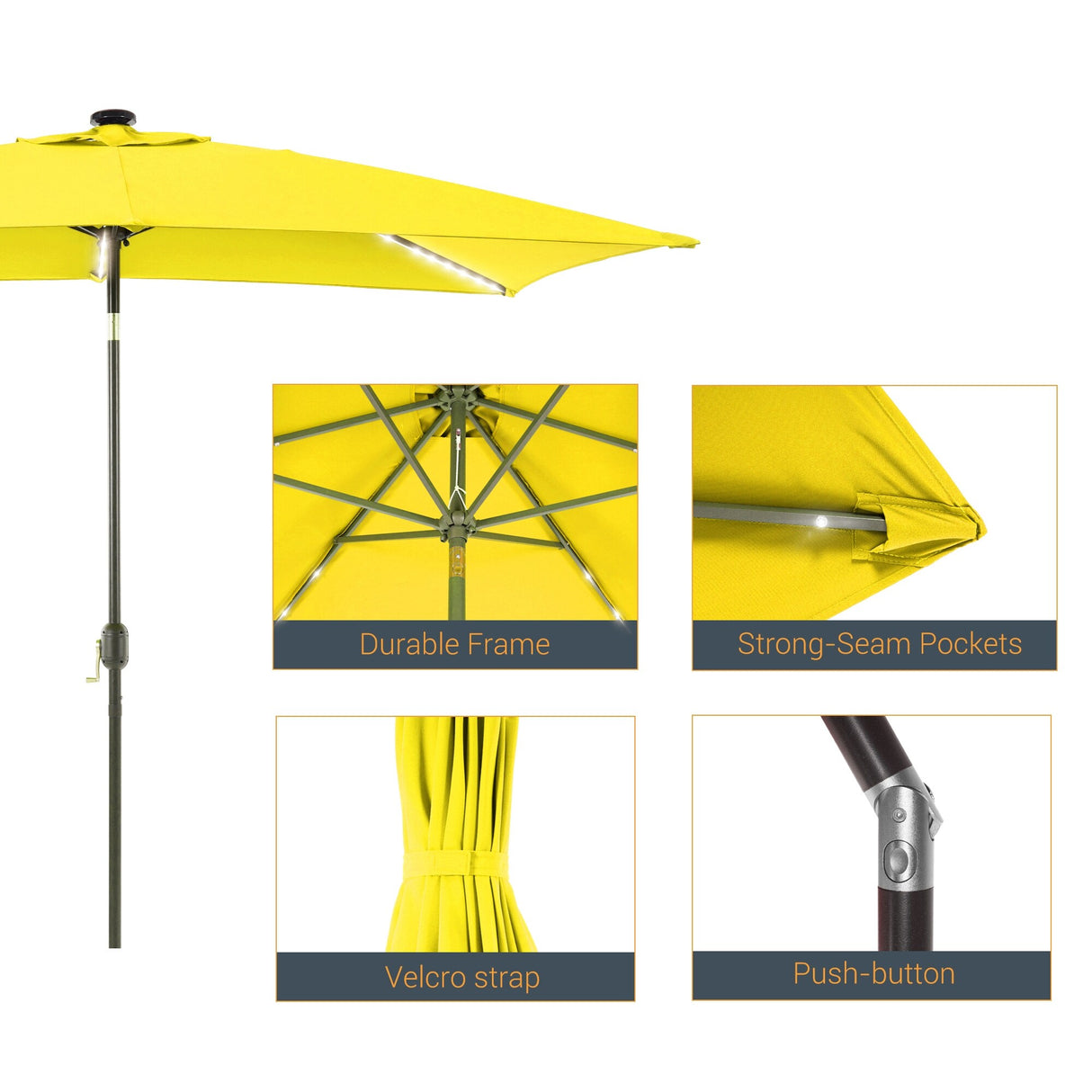 LIVOOSUN 6x9Ft LED Patio Umbrella Weather Resistant Table Umbrella