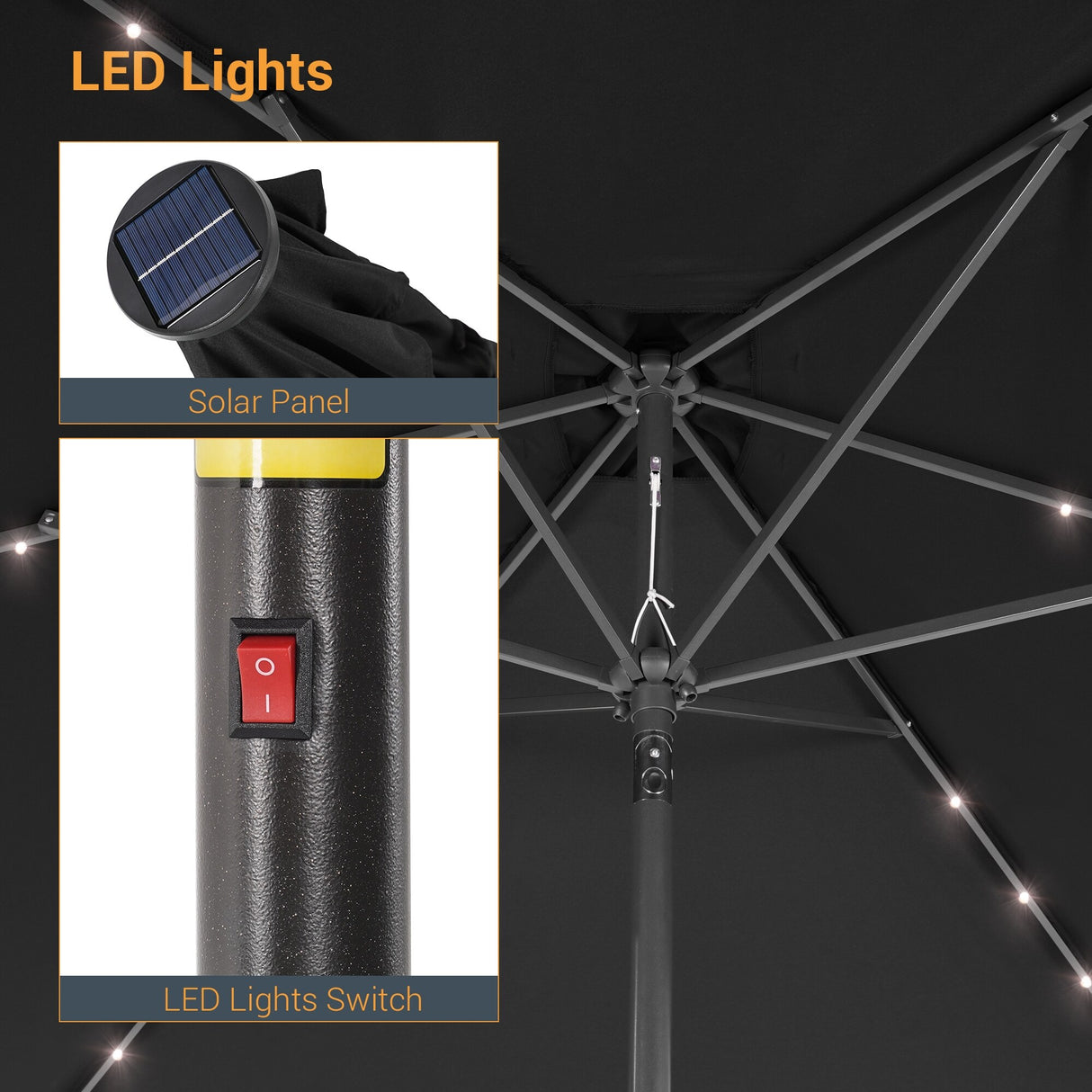 LIVOOSUN 6x9Ft LED Patio Umbrella Weather Resistant Table Umbrella