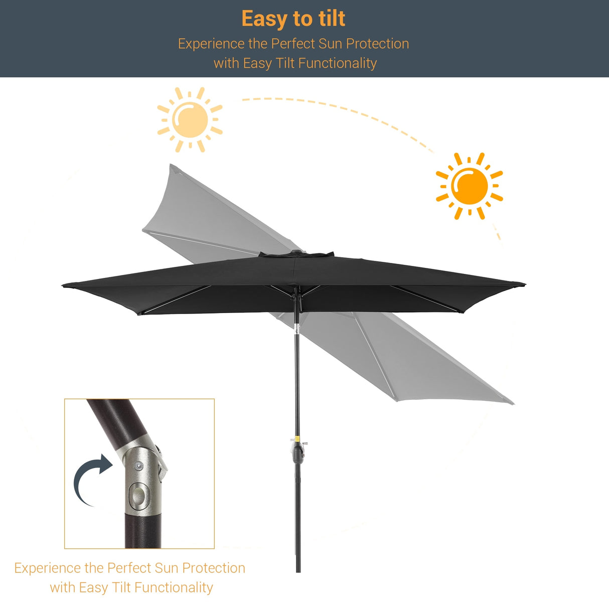 LIVOOSUN 6x9Ft Patio Market Umbrella Weather-Resistant Table Umbrella
