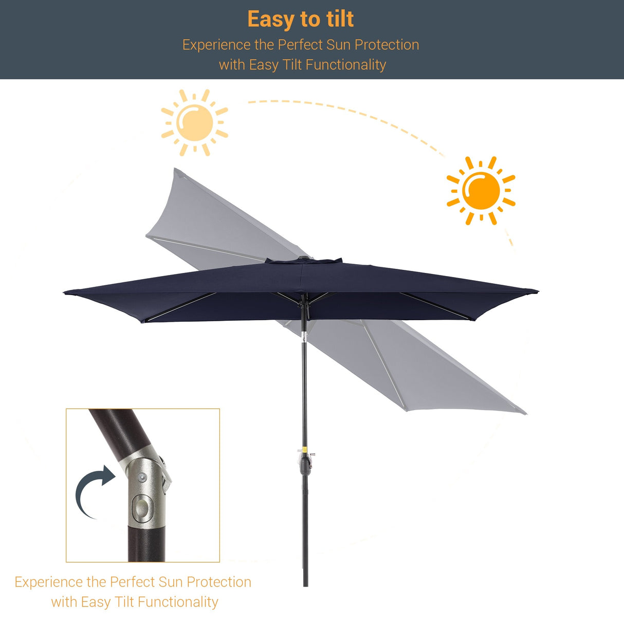 LIVOOSUN 6x9Ft Patio Market Umbrella Weather-Resistant Table Umbrella