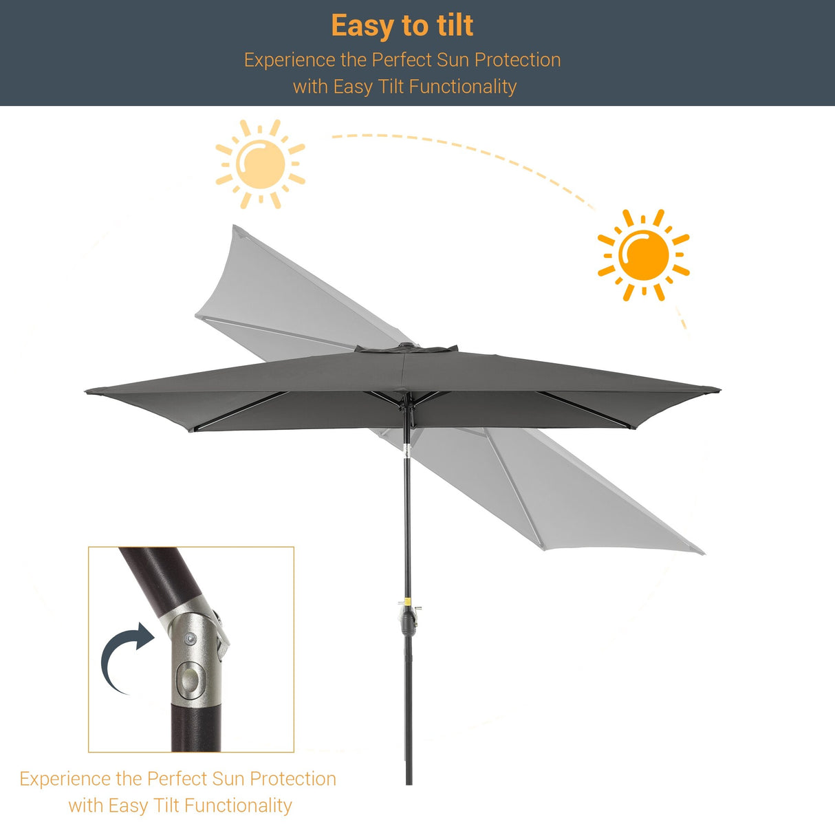 LIVOOSUN 6x9Ft Patio Market Umbrella Weather-Resistant Table Umbrella