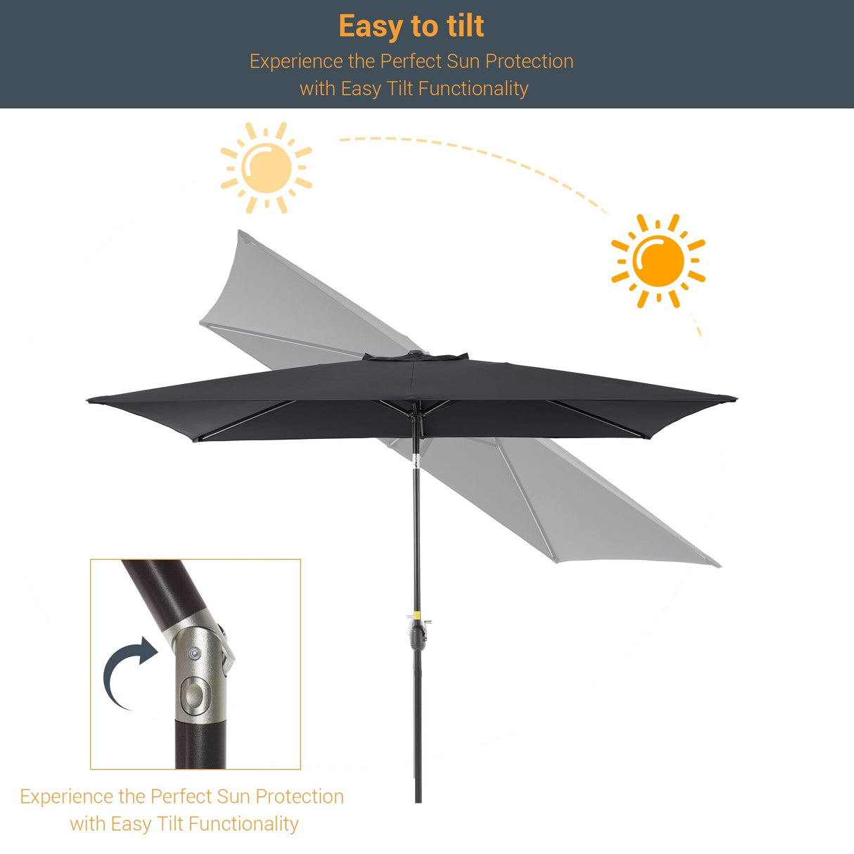 LIVOOSUN 6x9Ft Patio Market Umbrella Weather-Resistant Table Umbrella