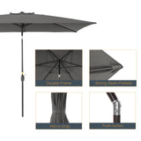 LIVOOSUN 6x9Ft Patio Market Umbrella Weather-Resistant Table Umbrella
