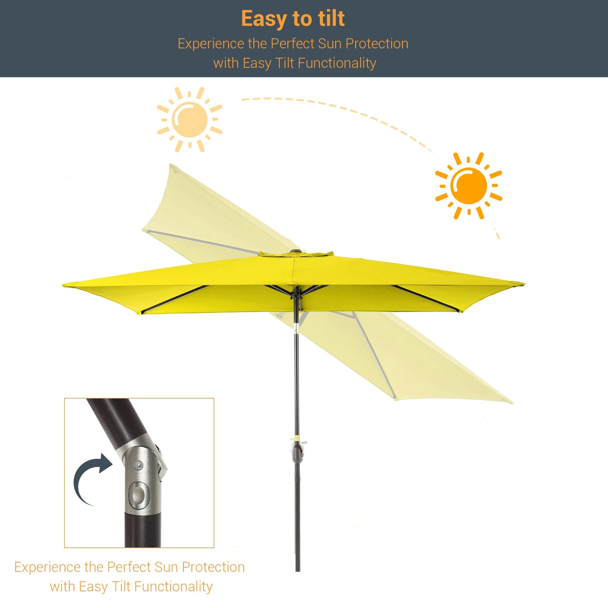 LIVOOSUN 6x9Ft Patio Market Umbrella Weather-Resistant Table Umbrella