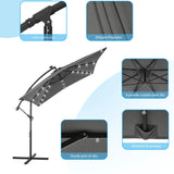 LIVOOSUN 8.2Ft LED Patio Umbrella,Outdoor Offset Market Umbrellas