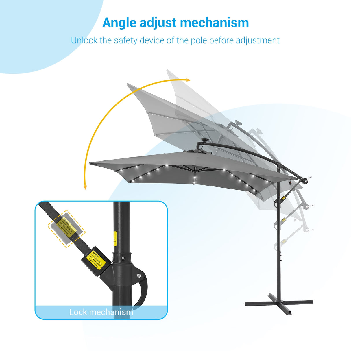 LIVOOSUN 8.2Ft LED Patio Umbrella,Outdoor Offset Market Umbrellas