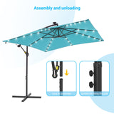 LIVOOSUN 8.2Ft LED Patio Umbrella,Outdoor Offset Market Umbrellas