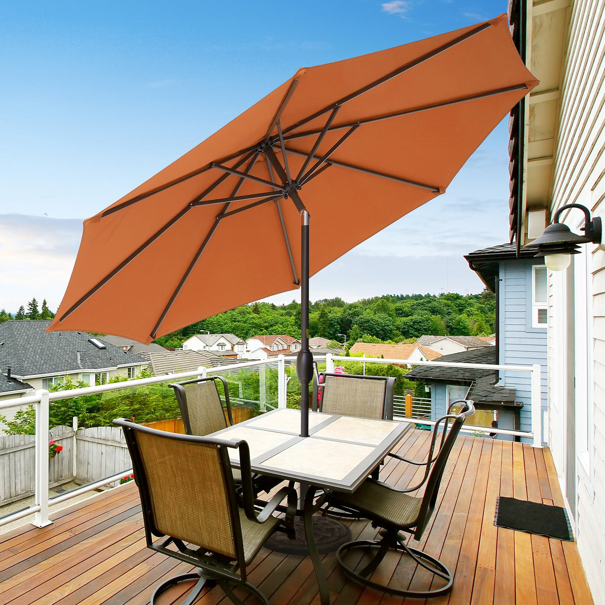 LIVOOSUN 9ft Patio Umbrella Outdoor Table Umbrella with Tilt and Crank