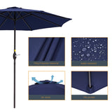 LIVOOSUN 9ft Patio Umbrella Outdoor Table Umbrella with Tilt and Crank
