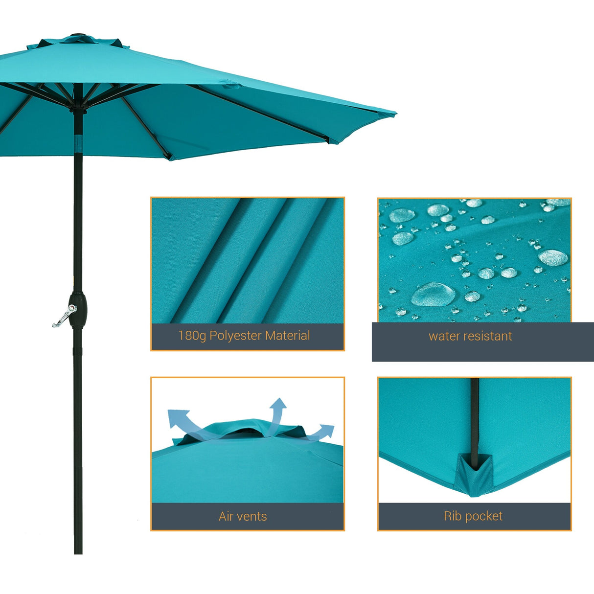 LIVOOSUN 9ft Patio Umbrella Outdoor Table Umbrella with Tilt and Crank
