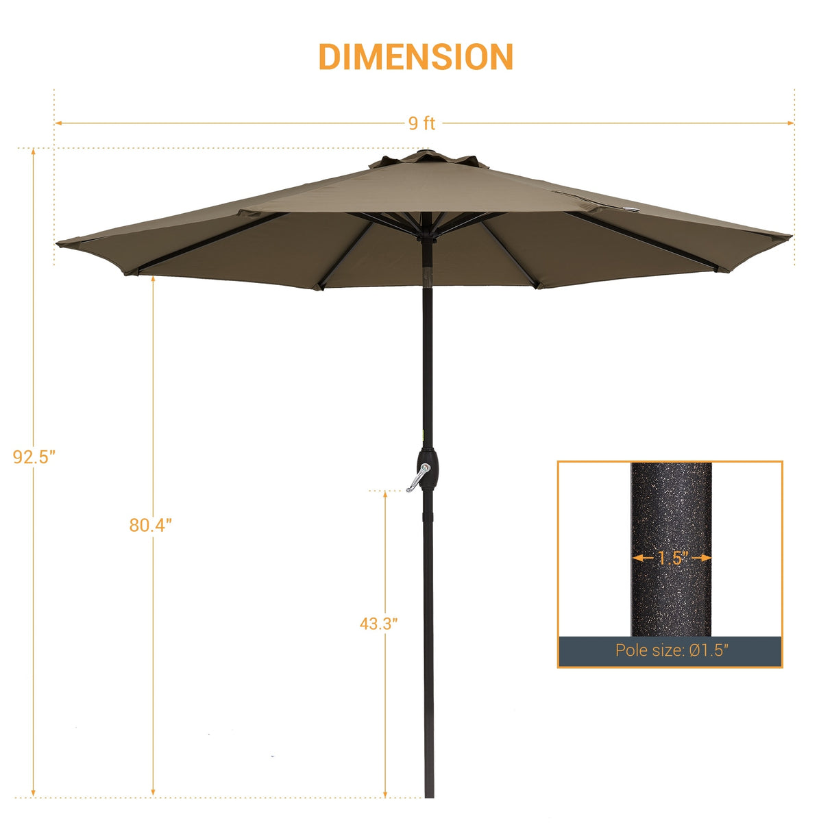 LIVOOSUN 9ft Patio Umbrella Outdoor Table Umbrella with Tilt and Crank