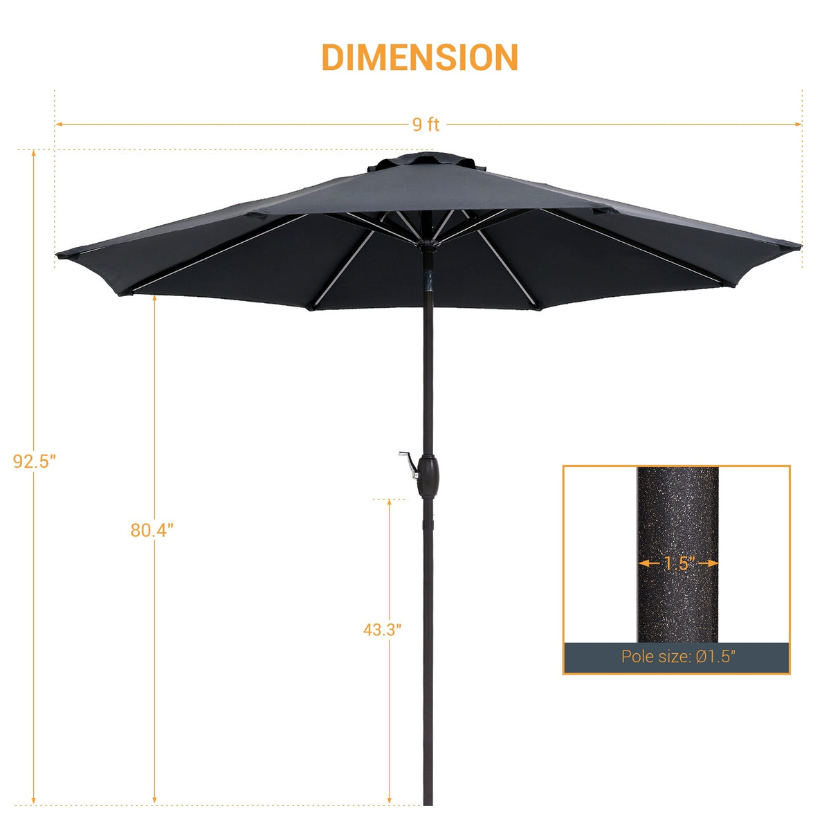 LIVOOSUN 9ft Patio Umbrella Outdoor Table Umbrella with Tilt and Crank
