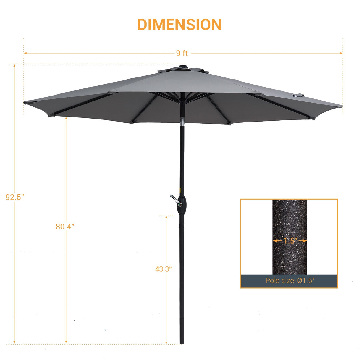 LIVOOSUN 9ft Patio Umbrella Outdoor Table Umbrella with Tilt and Crank