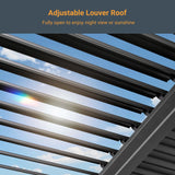 LIVOOSUN LED 10x13ft Aluminum Patio Louvered Pergola with Solar Panel
