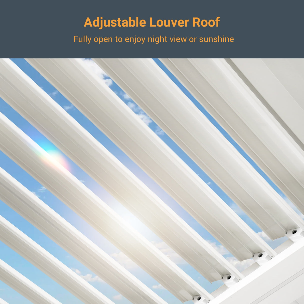 LIVOOSUN LED 10x13ft Aluminum Patio Louvered Pergola with Solar Panel