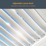 LIVOOSUN LED 10x13ft Aluminum Patio Louvered Pergola with Solar Panel