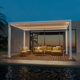 LIVOOSUN LED 10x13ft Aluminum Patio Louvered Pergola with Solar Panel