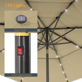 LIVOOSUN LED 10FT LED 3-layer Patio Umbrella with UPF50+, Tilt Function, and Wind-Resistant Design——Experience Outdoor Comfort