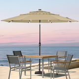 LIVOOSUN LED 10FT LED 3-layer Patio Umbrella with UPF50+, Tilt Function, and Wind-Resistant Design——Experience Outdoor Comfort