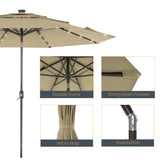 LIVOOSUN LED 10FT LED 3-layer Patio Umbrella with UPF50+, Tilt Function, and Wind-Resistant Design——Experience Outdoor Comfort